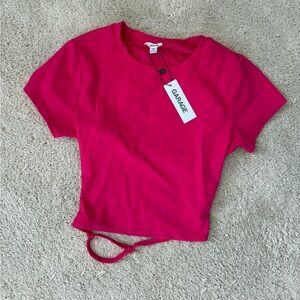 Hot pink garage crop top
